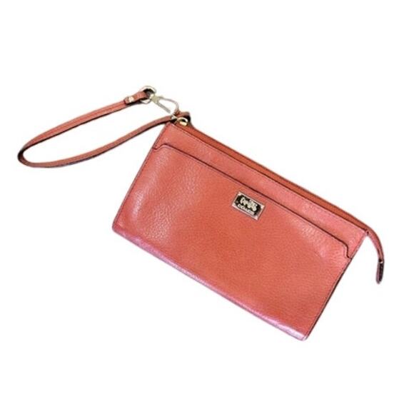 Coach Orange Leather Wristlet Wallet - Women's Designer Handbag with Strap - Picture 12 of 13